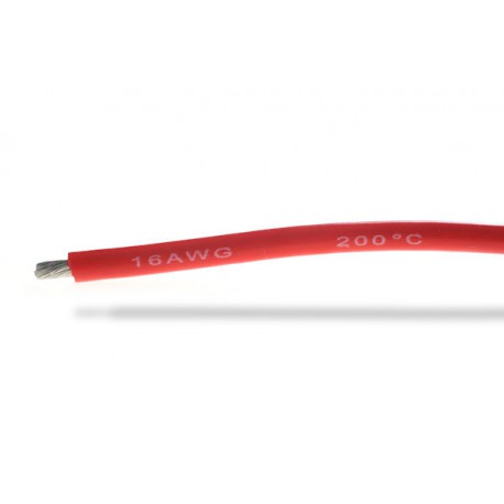 Fil silicone  16AWG (1,32mm²) rouge - 1m