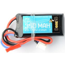 DISC.. 2S 7.4v 350mAh 20C Lipo Battery (15 x 22 x 42mm - 35g - Bec)